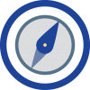 blue circle with compass inside