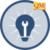 light bulb in circle with wrench and rays